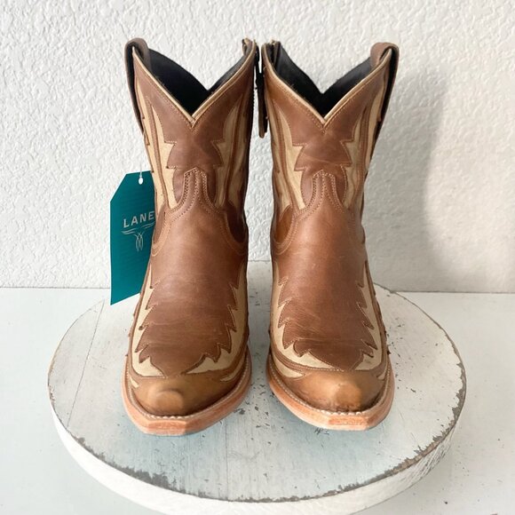 Lane WALK THE LINE Womens Cowboy Bootie 7 Brown Cowgirl Short Boots Pointed Toe - Picture 5 of 11